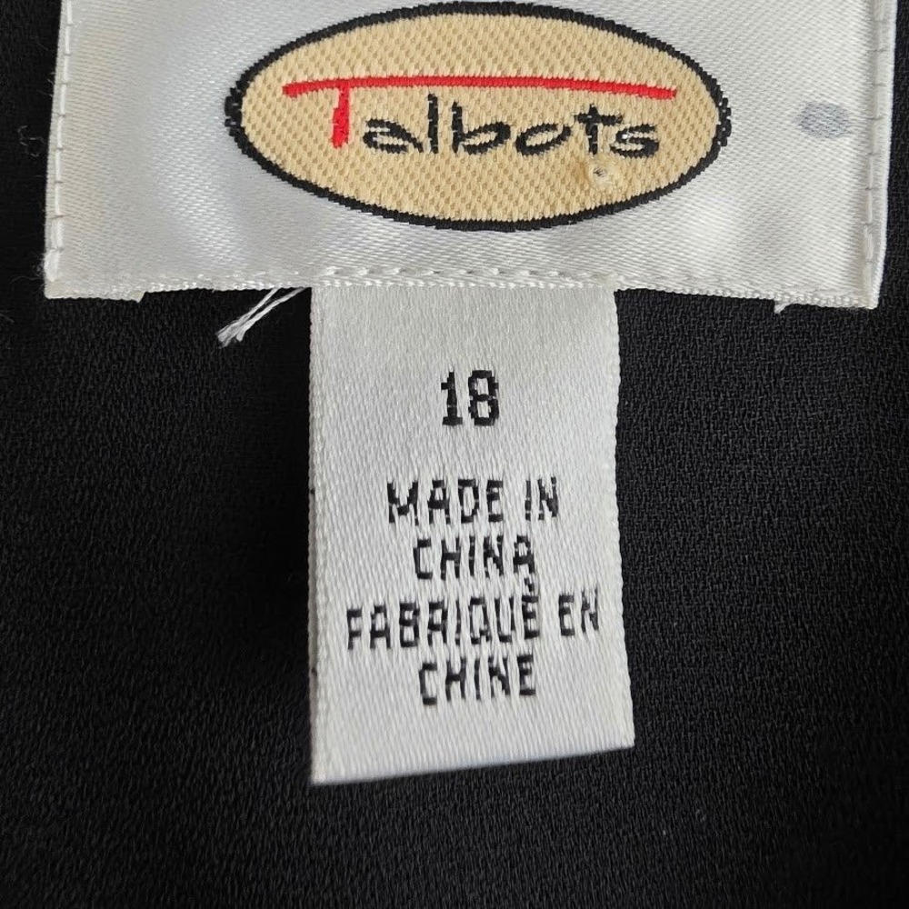 Talbots Sheath Dress Women 18 Black V-Neck Side Ruffle Short Sleeve New - Picture 4 of 9